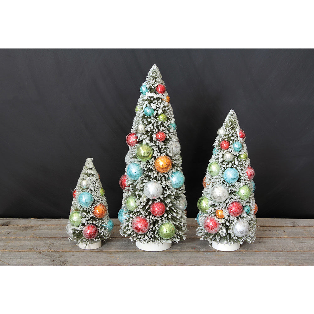 Bottle Brush Christmas Trees with Base, Set of 3 by Creative Co-Op