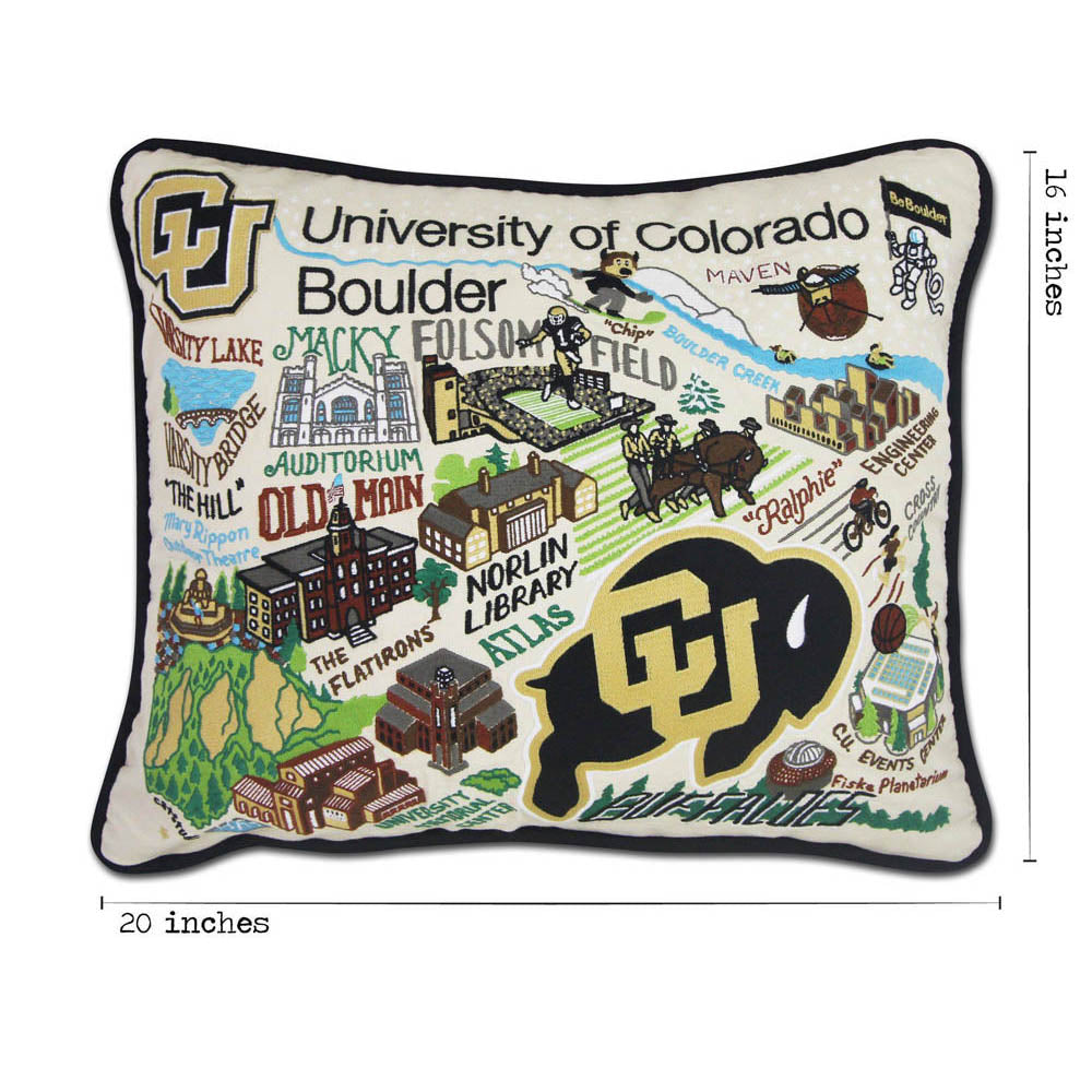 Boulder, University of Colorado Collegiate Embroidered Pillow by CatStudio