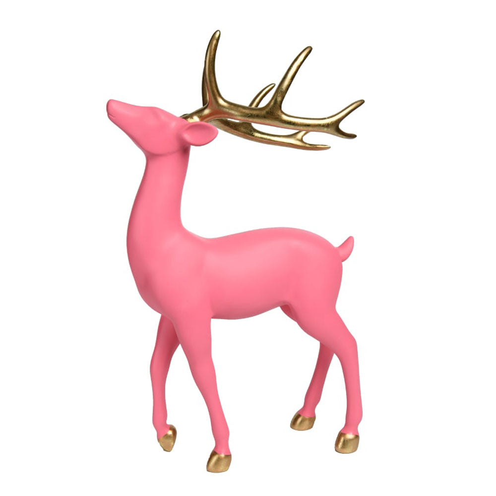 Bright Pink Deer w/Gold Antlers by December Diamonds