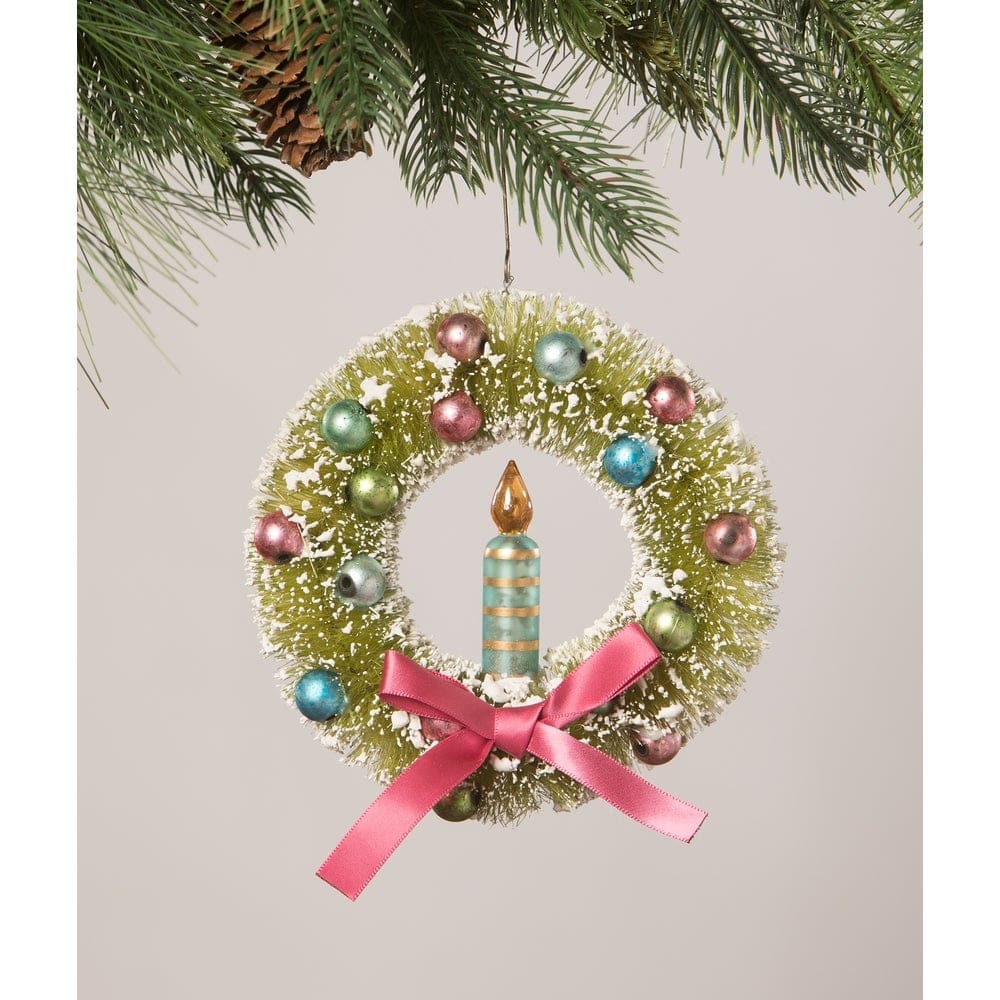 Brights Candle in Wreath Ornament by Bethany Lowe
