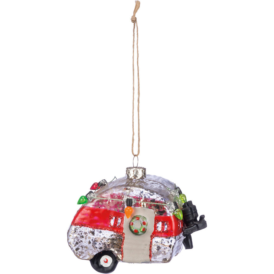 Camper Glass Ornament By Primitives by Kathy