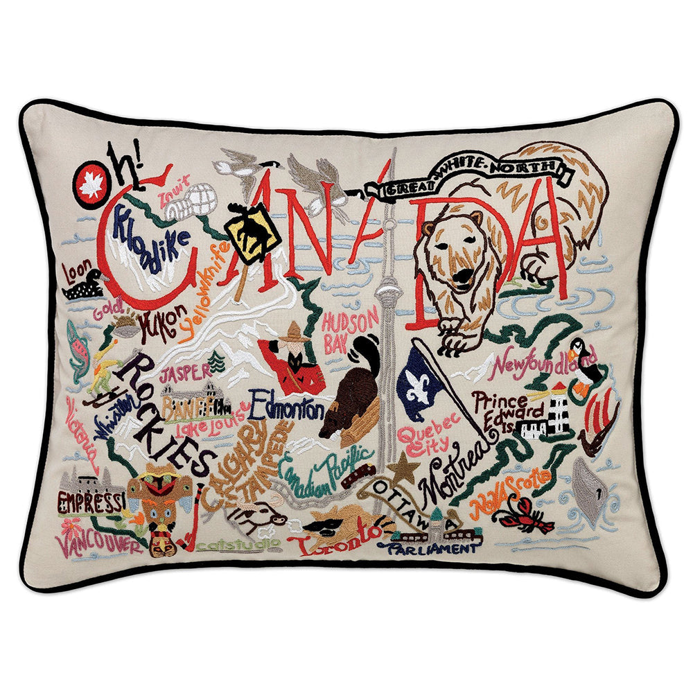 Canada Hand-Embroidered Pillow