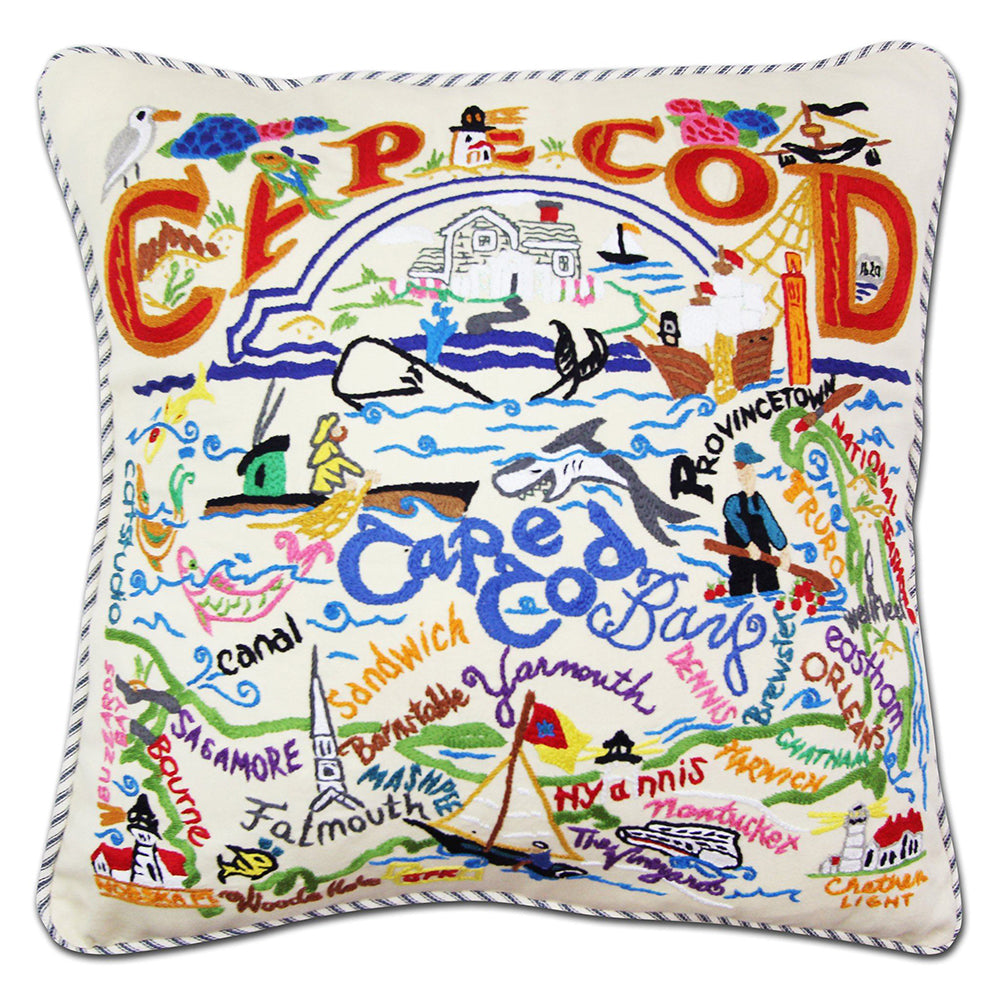 Cape Cod Hand-Embroidered Pillow