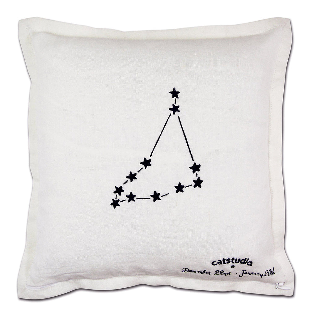 Capricorn Astrology Hand-Embroidered Pillow by Cat Studio