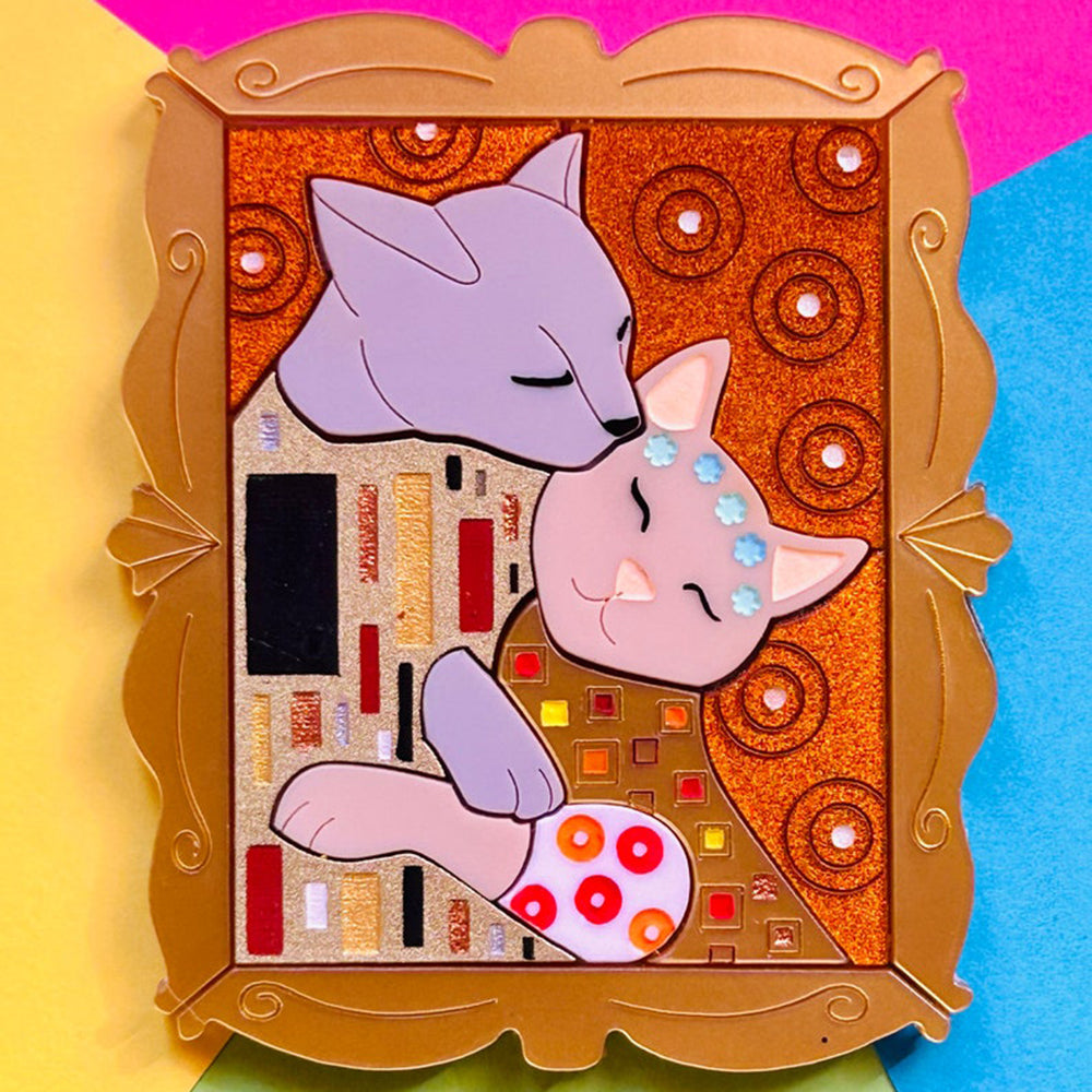 Cats in Art Collection - Art Nouveau Style Cat Acrylic Brooch by Makokot Design