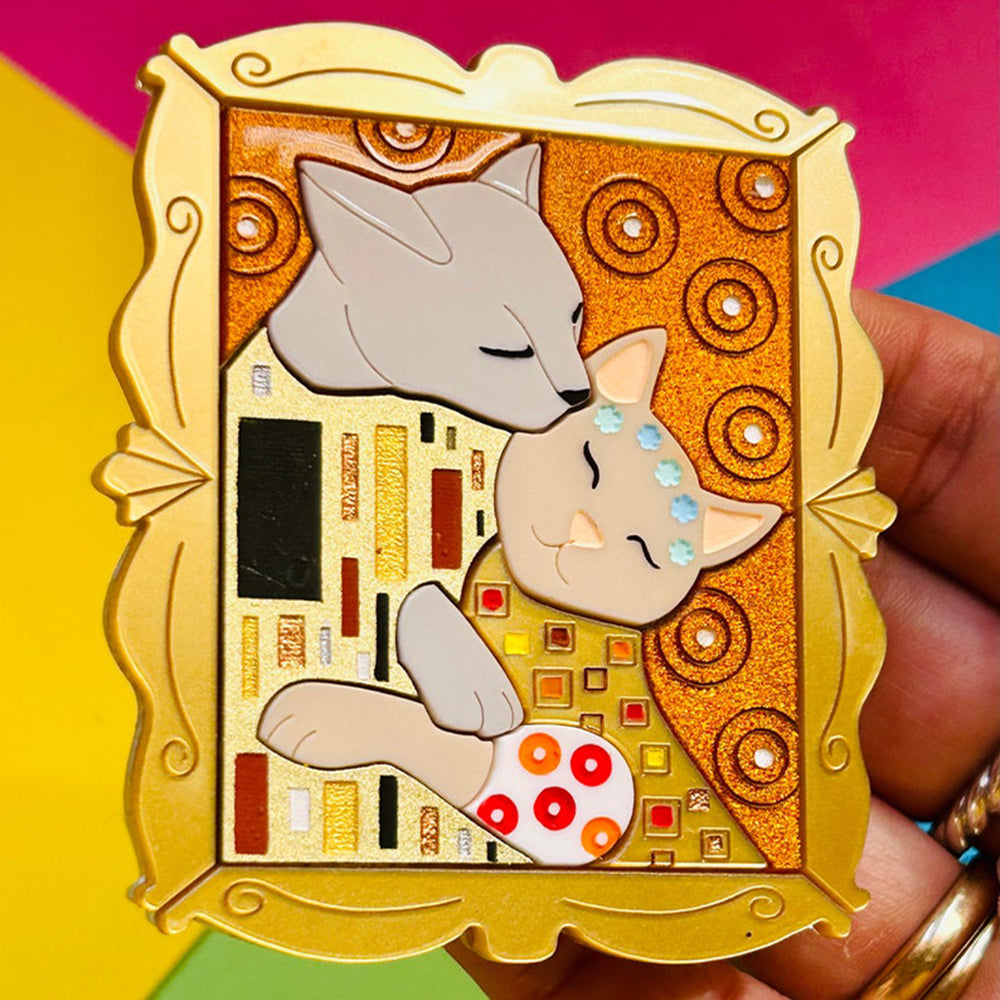 Cats in Art Collection - Art Nouveau Style Cat Acrylic Brooch by Makokot Design