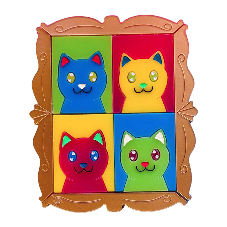 Cats in Art Collection - Modern Art/ Pop Art Style Cat Acrylic Brooch by Makokot Design