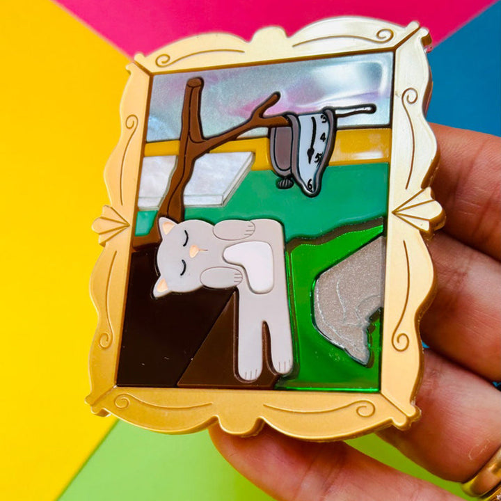 Cats in Art Collection - Surrealism Art Style Cat Acrylic Brooch by Makokot Design