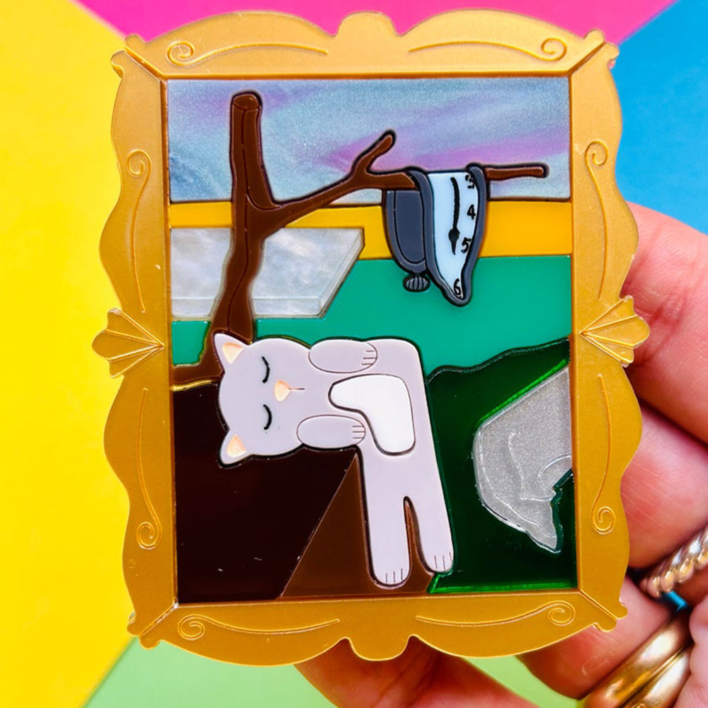 Cats in Art Collection - Surrealism Art Style Cat Acrylic Brooch by Makokot Design