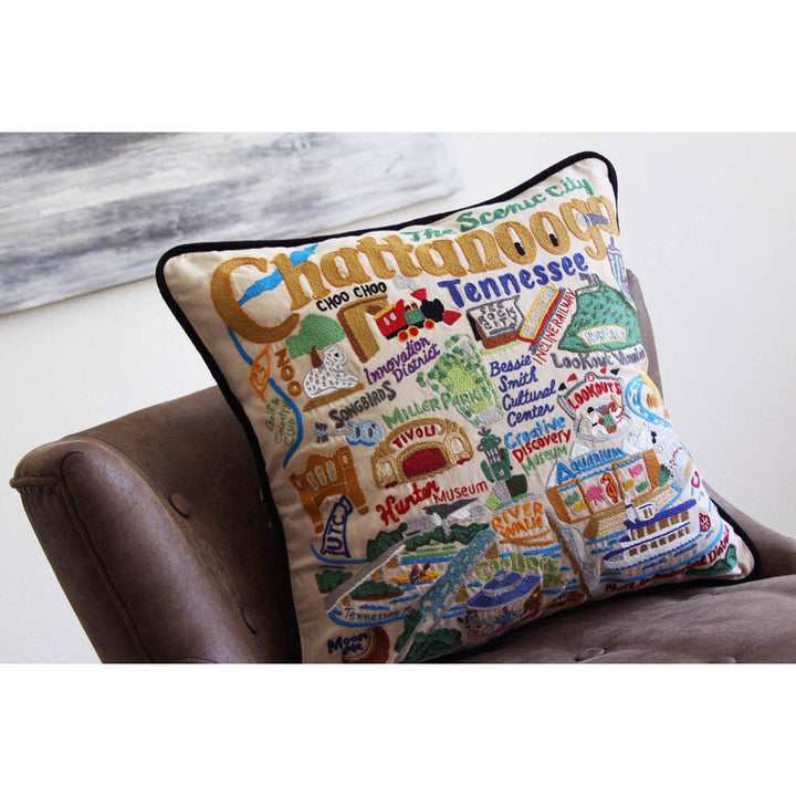 Chattanooga Hand-Embroidered Pillow by CatStudio