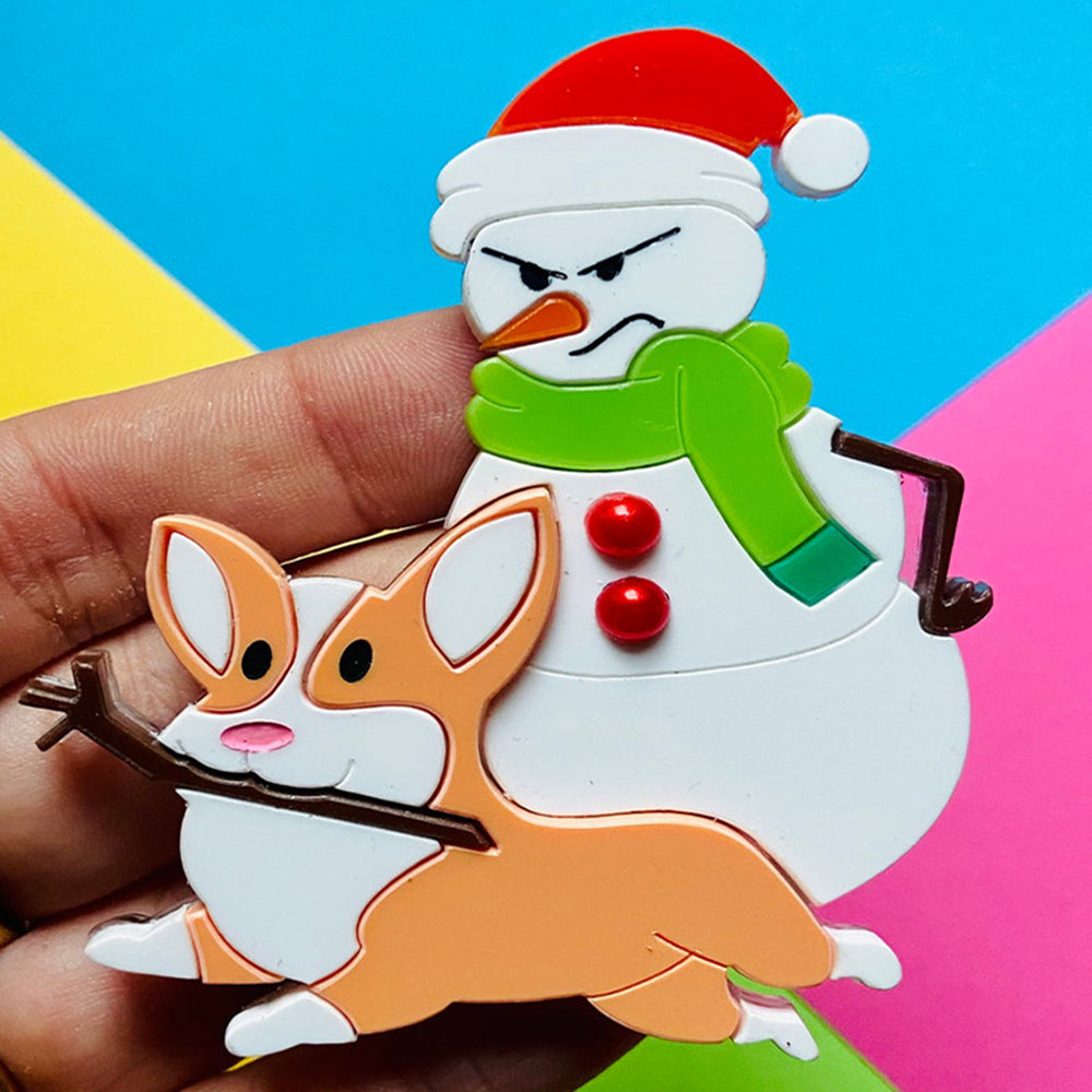 Christmas Collection - "Hit and Run!" - Acrylic Brooch by Makokot Design