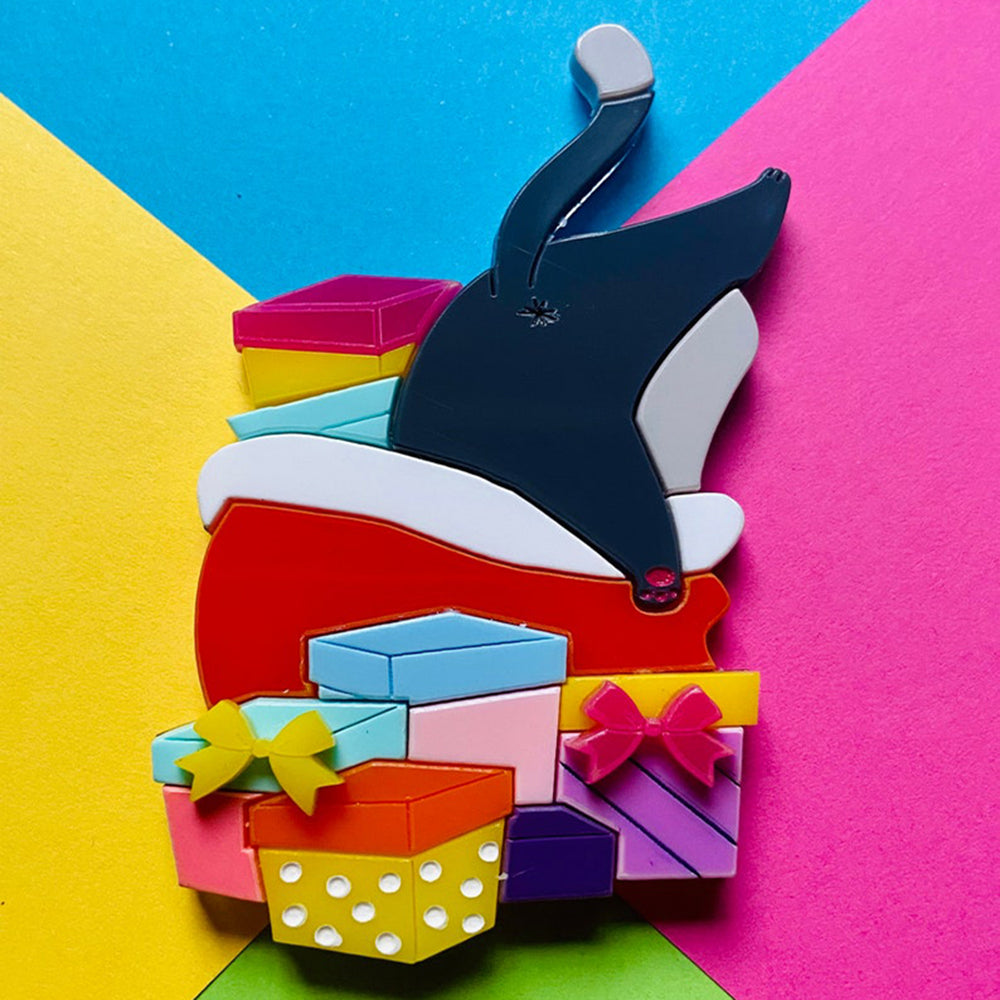Christmas Collection - "Where is My Present?!" - Acrylic Brooch by Makokot Design