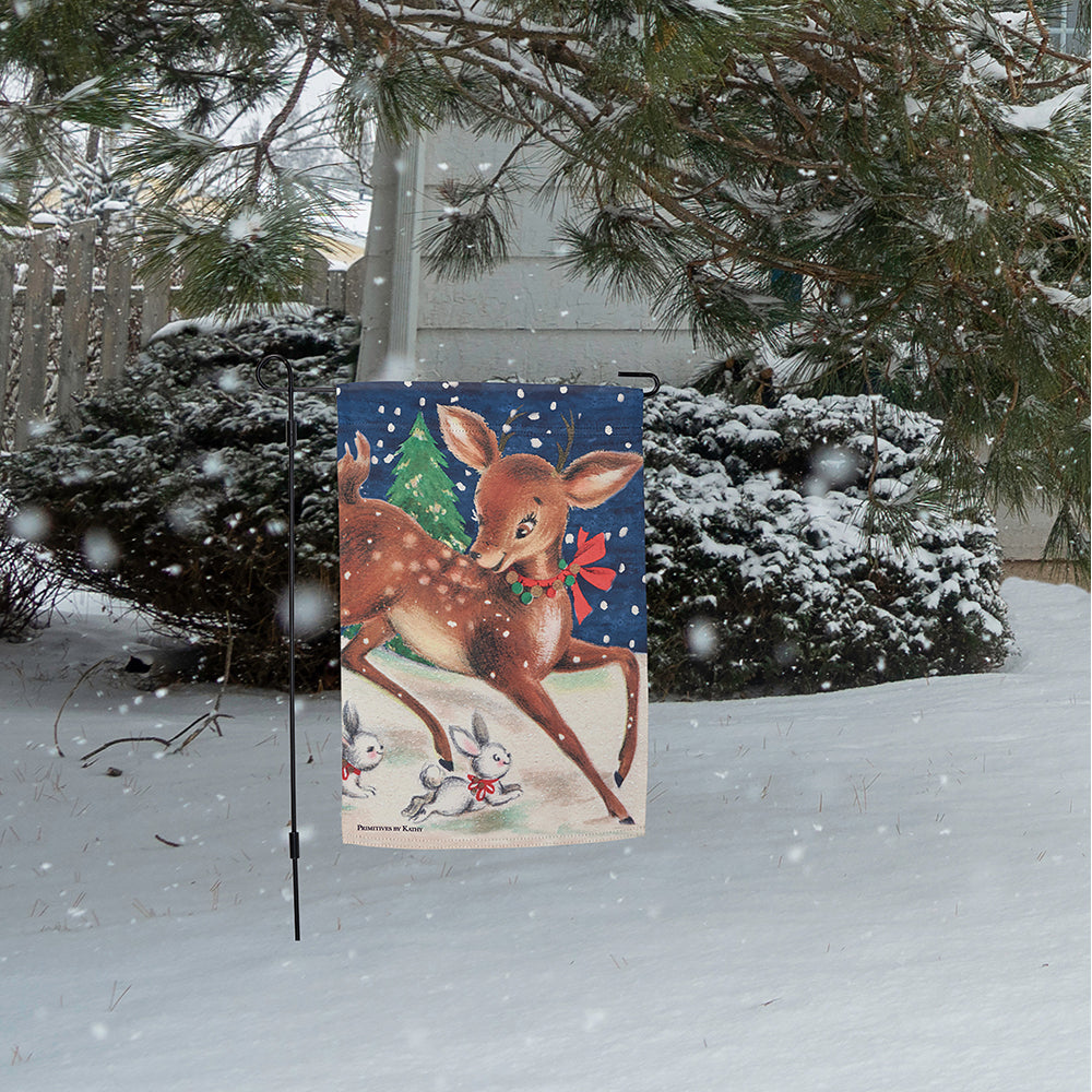 Christmas Deer Garden Flag By Primitives by Kathy