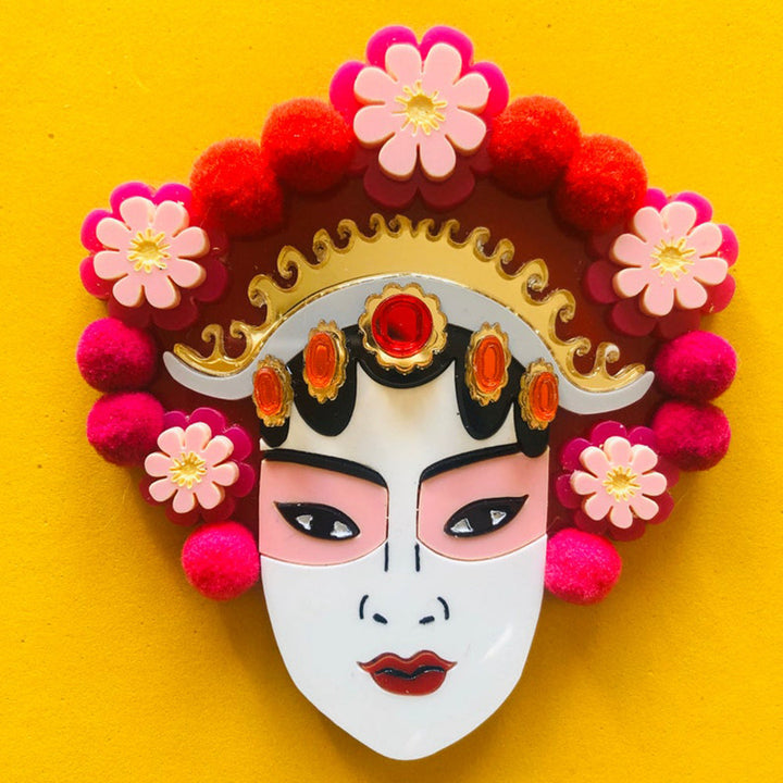 New Year's Celebrations Collection - Large Acrylic Brooch with Opera Mask for Men and Women by Makokot Design