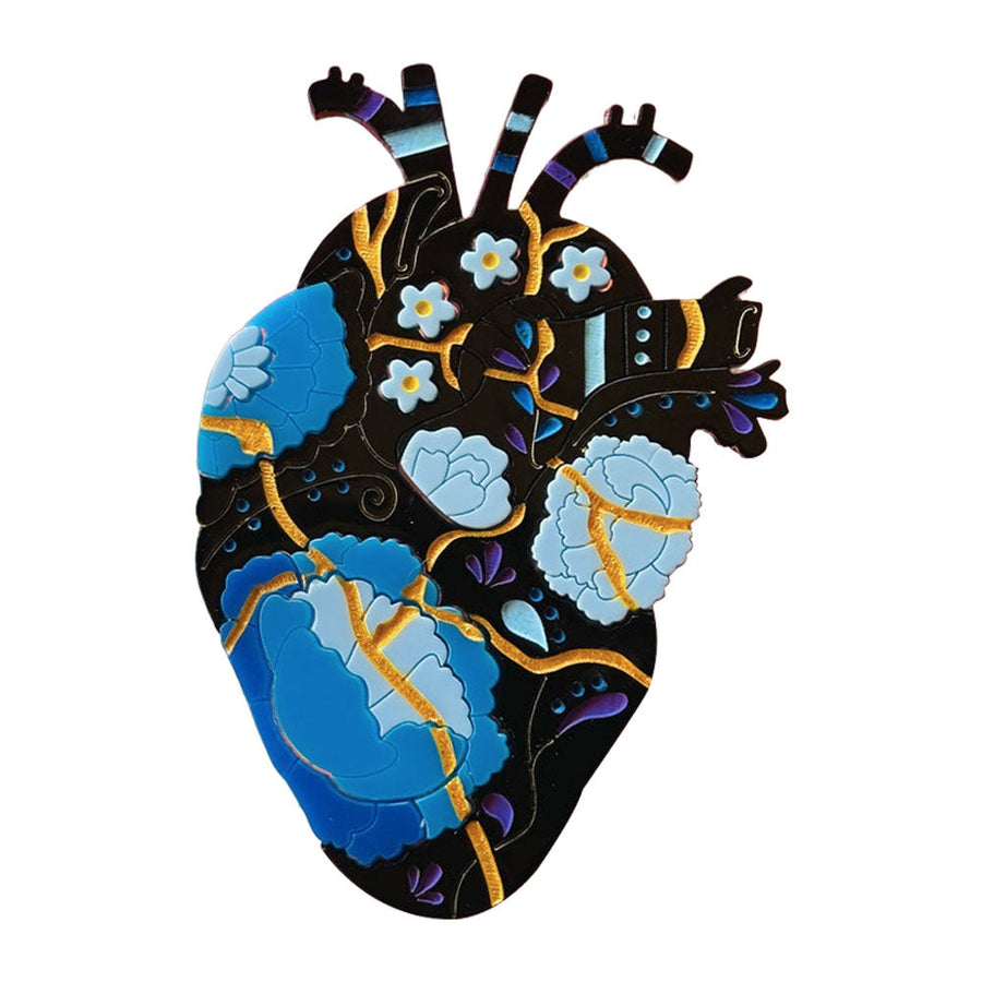 Anatomic Hearts Collection - Acrylic Brooch with Japanese Kintsugi Heart by Makokot Design