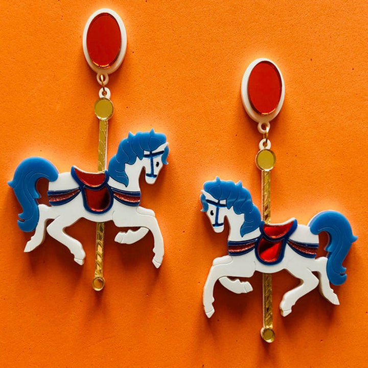 Funfair Collection - Acrylic Earrings with Carousel Horse by Makokot Design