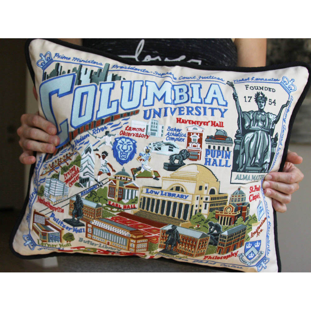 Columbia University Collegiate Embroidered Pillow by CatStudio