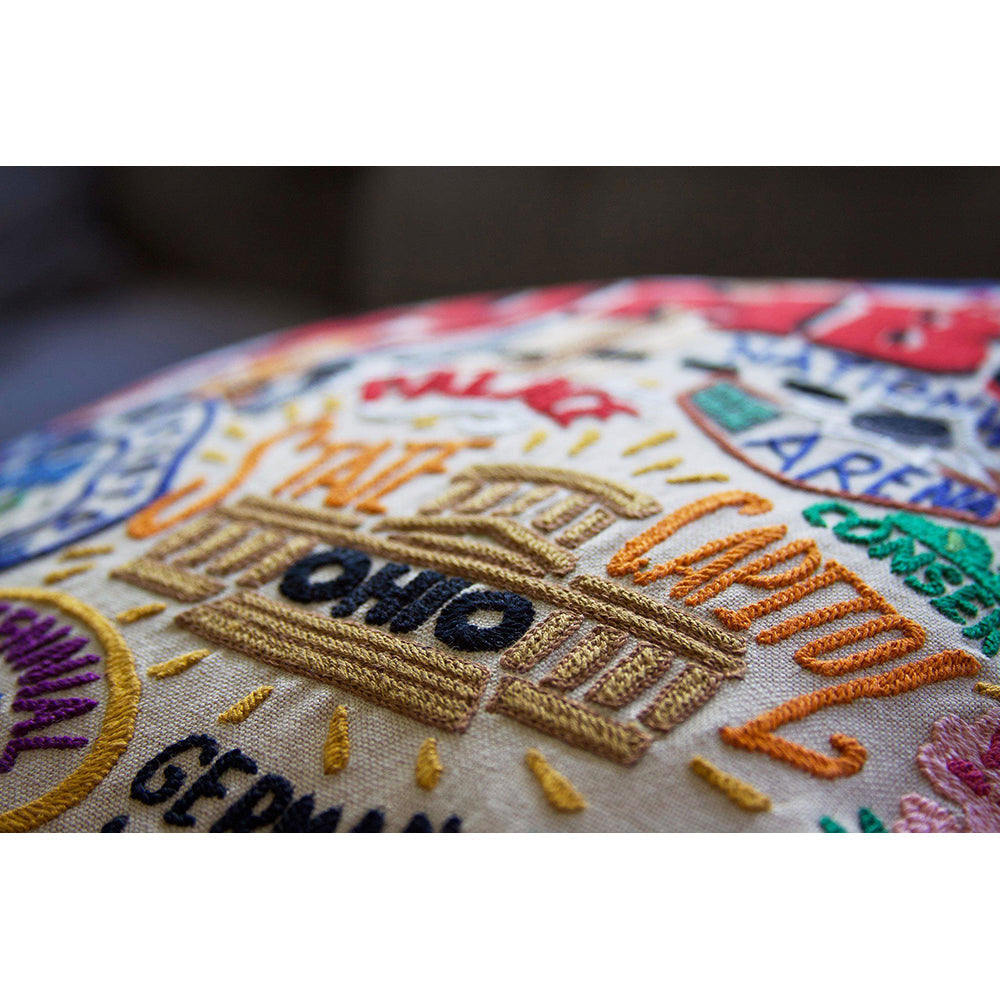 Columbus Hand-Embroidered Pillow