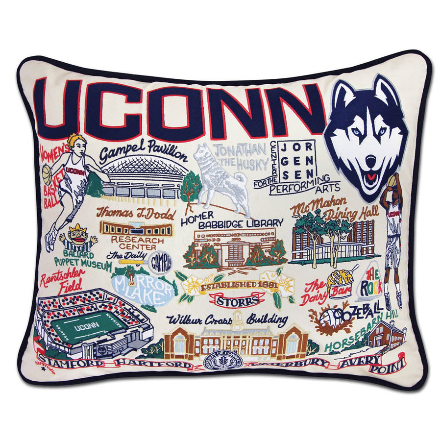 Connecticut, University of Collegiate Embroidered Pillow by CatStudio
