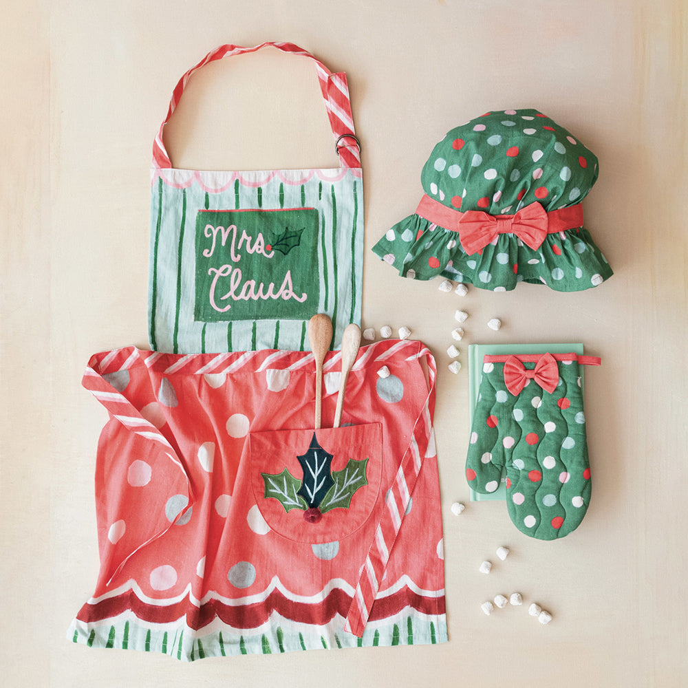 Cotton Child Apron, Chef Hat & Hot Mitt, Set of 3 © by Creative Co-Op
