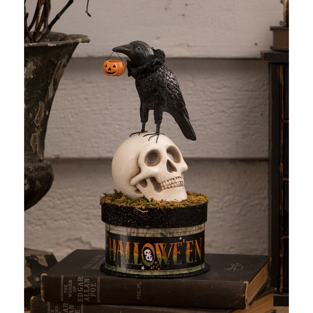 Crow and Skull on Box by Bethany Lowe image