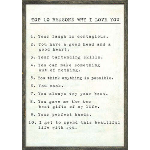 Custom Top 10 Reasons Why I Love You - Grey Wood Art Print - 35" X 46" by Sugarboo Design