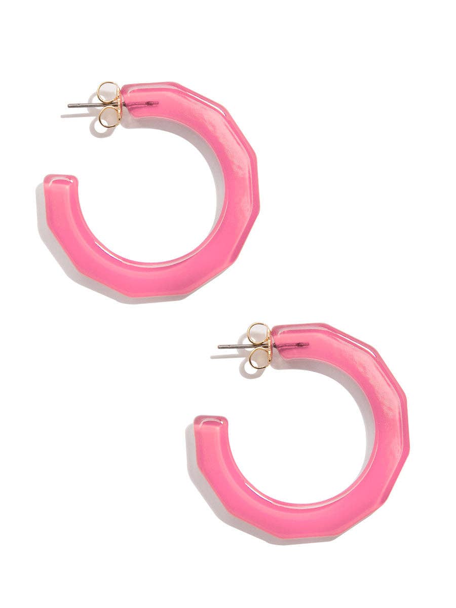 Small Textured Hoop Earring Pink