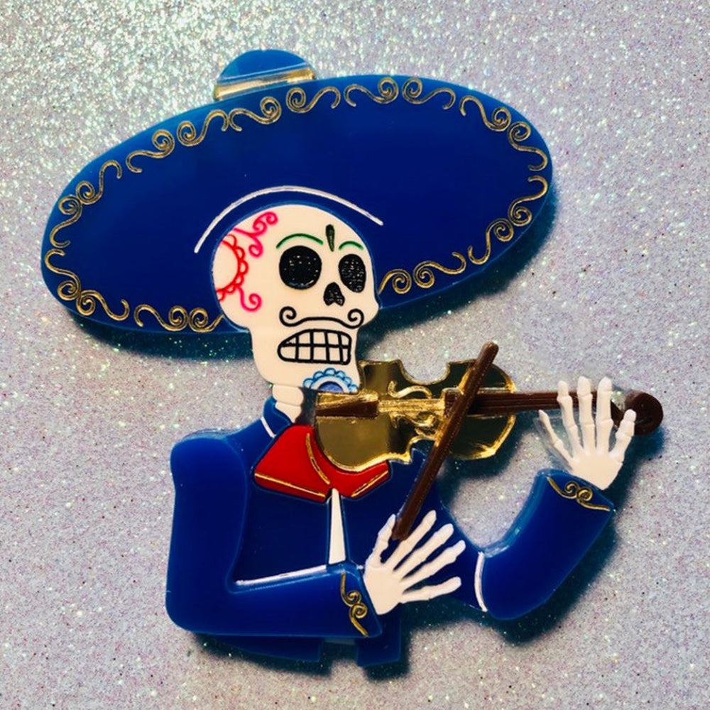 Day of the Dead Collection - Mariachi Violinist Acrylic Brooch by Makokot Design