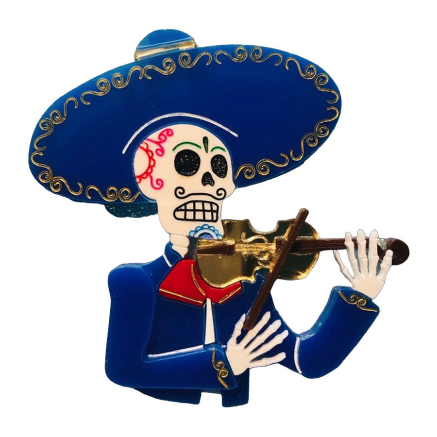 Day of the Dead Collection - Mariachi Violinist Acrylic Brooch by Makokot Design