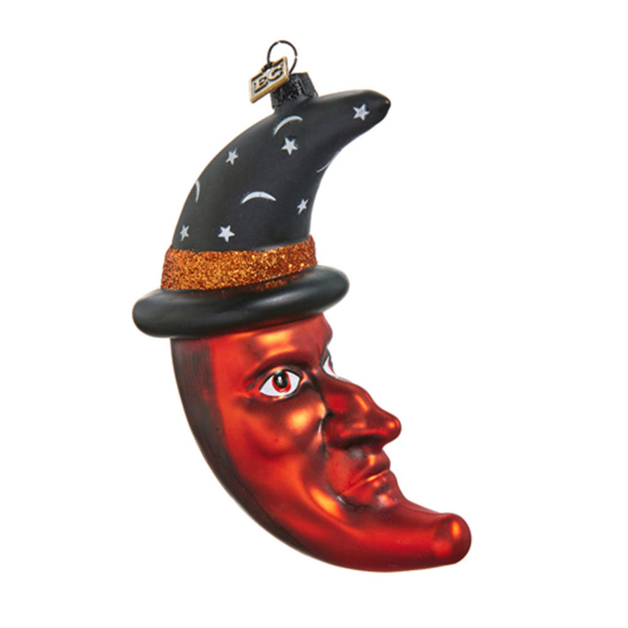 EC 4.75" Witchy Moon With Hat Ornament by Raz Imports