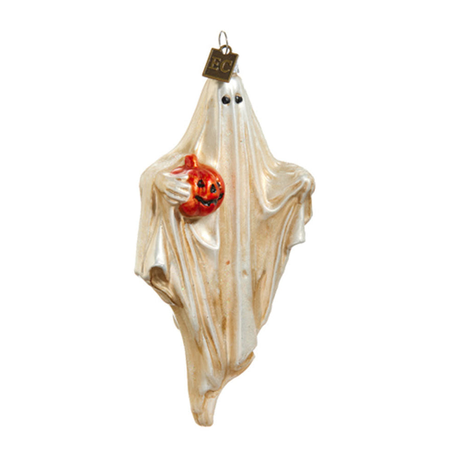 EC 5.5" Friendly Ghost With Pumpkin Ornament by Raz Imports