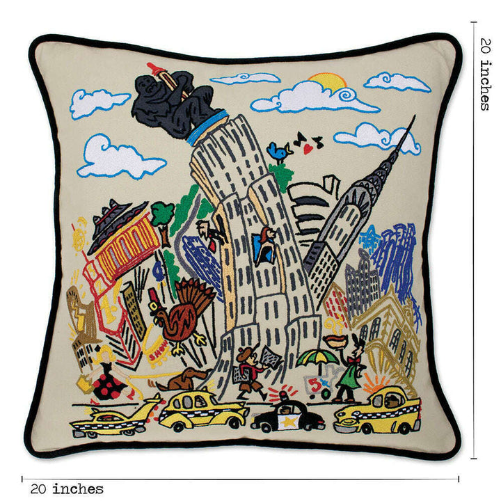 Empire State Hand-Embroidered Pillow