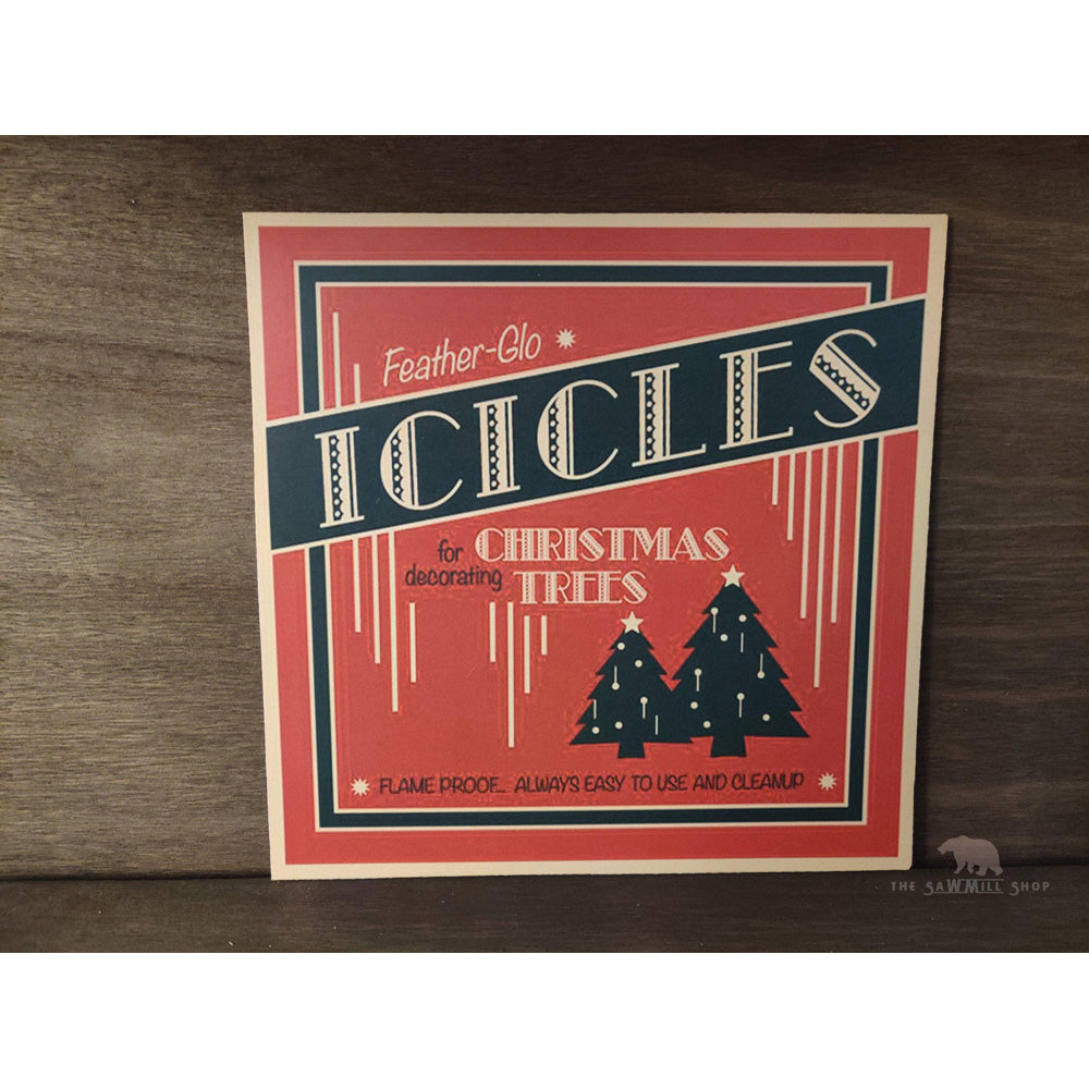 Feather-Glo Icicles Christmas Sign Decor Wood Cutout by Sawmill Shop