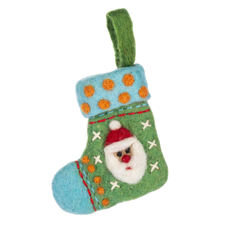 Embroidered Santa felt Stocking Ornaments 