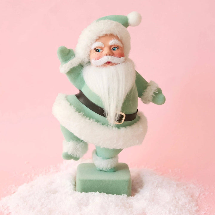 Retro Flocked Dancing Santa | Mint *SHIPPING 11/20