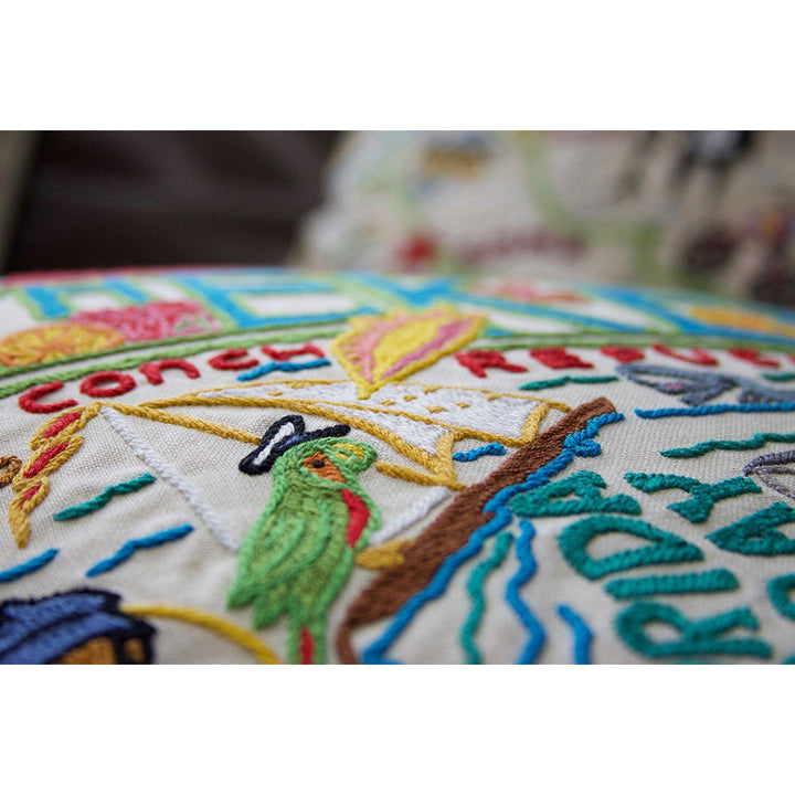 Florida Keys Hand-Embroidered Pillow