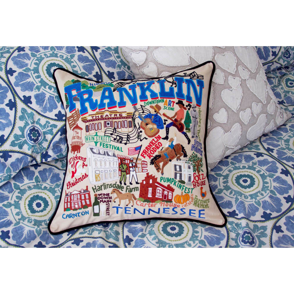Franklin Hand-Embroidered Pillow by CatStudio