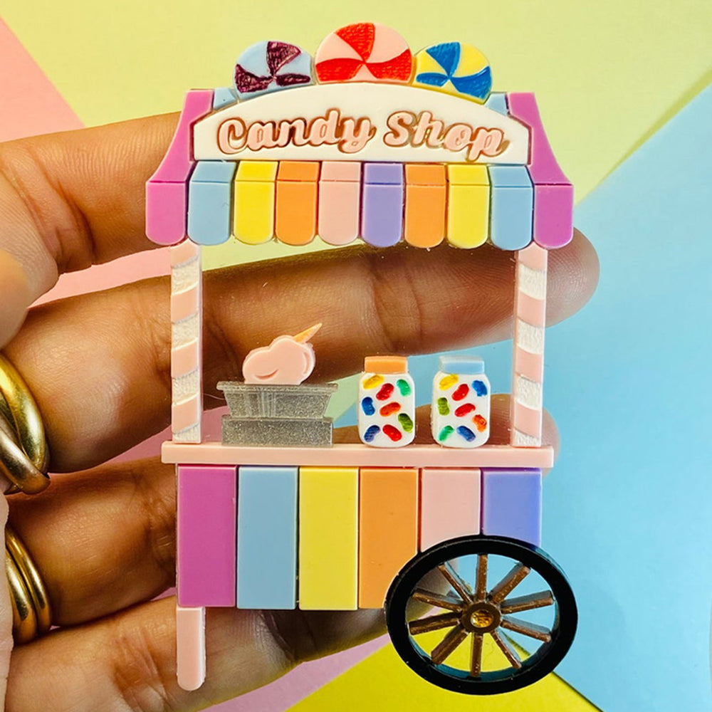 Funfair Collection 2022 - Candy Shop Cart Acrylic Brooch by Makokot Design