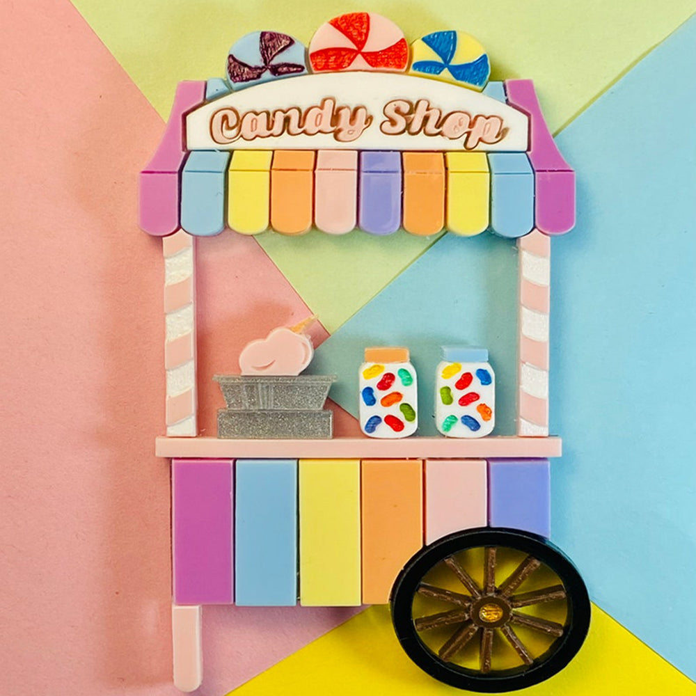 Funfair Collection 2022 - Candy Shop Cart Acrylic Brooch by Makokot Design