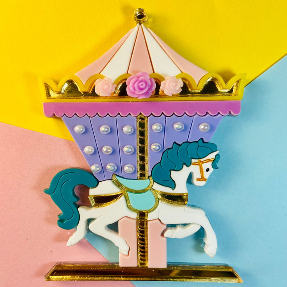 Funfair Collection 2022 - Carousel Horse Acrylic Brooch by Makokot Design