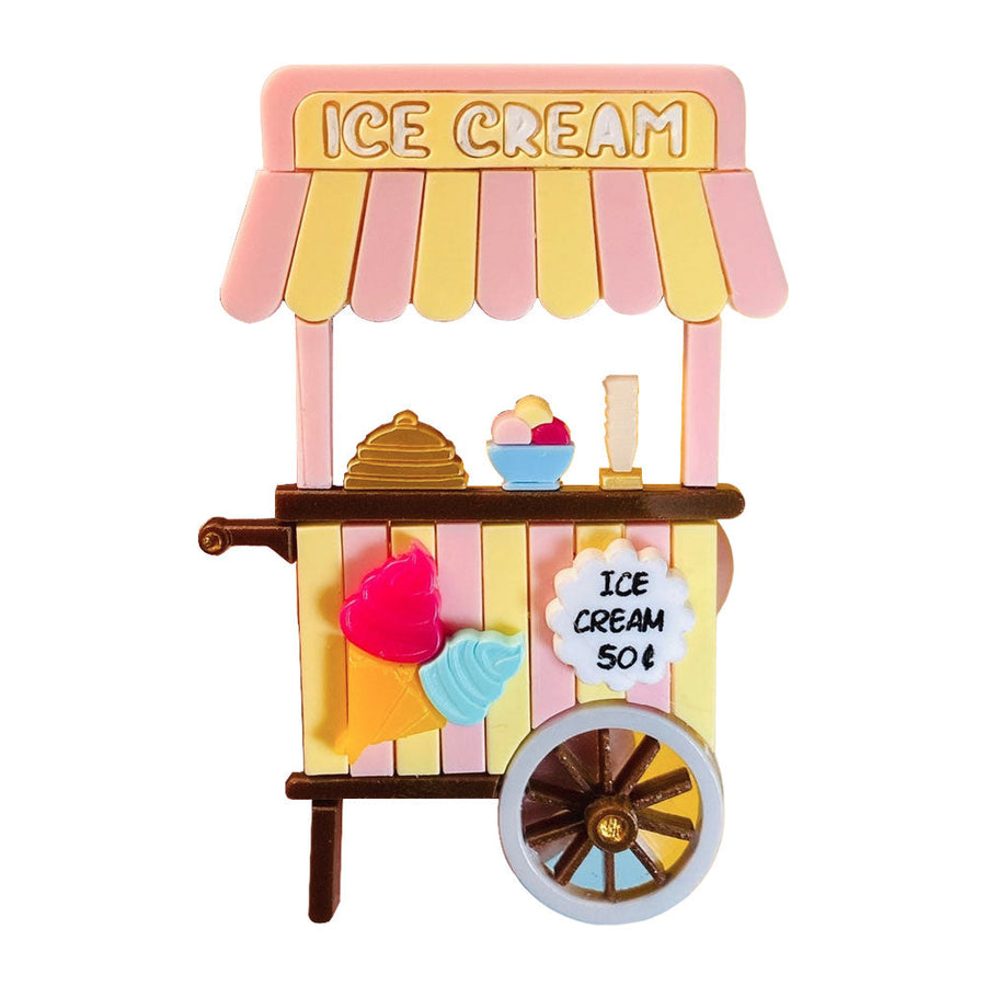 Funfair Collection 2022 - Ice Cream Cart Acrylic Brooch by Makokot Design