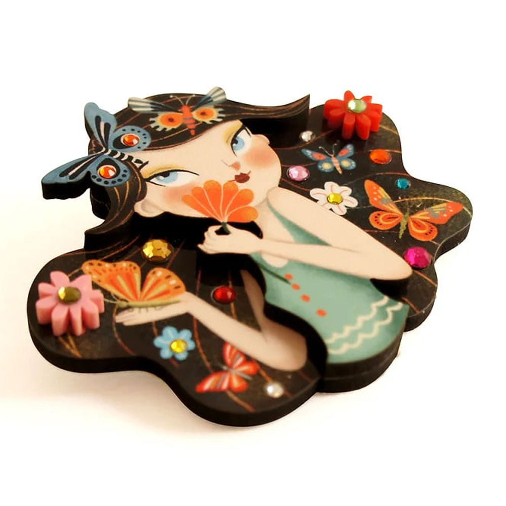 Girl with Butterflies Brooch by LaliBlue image 1