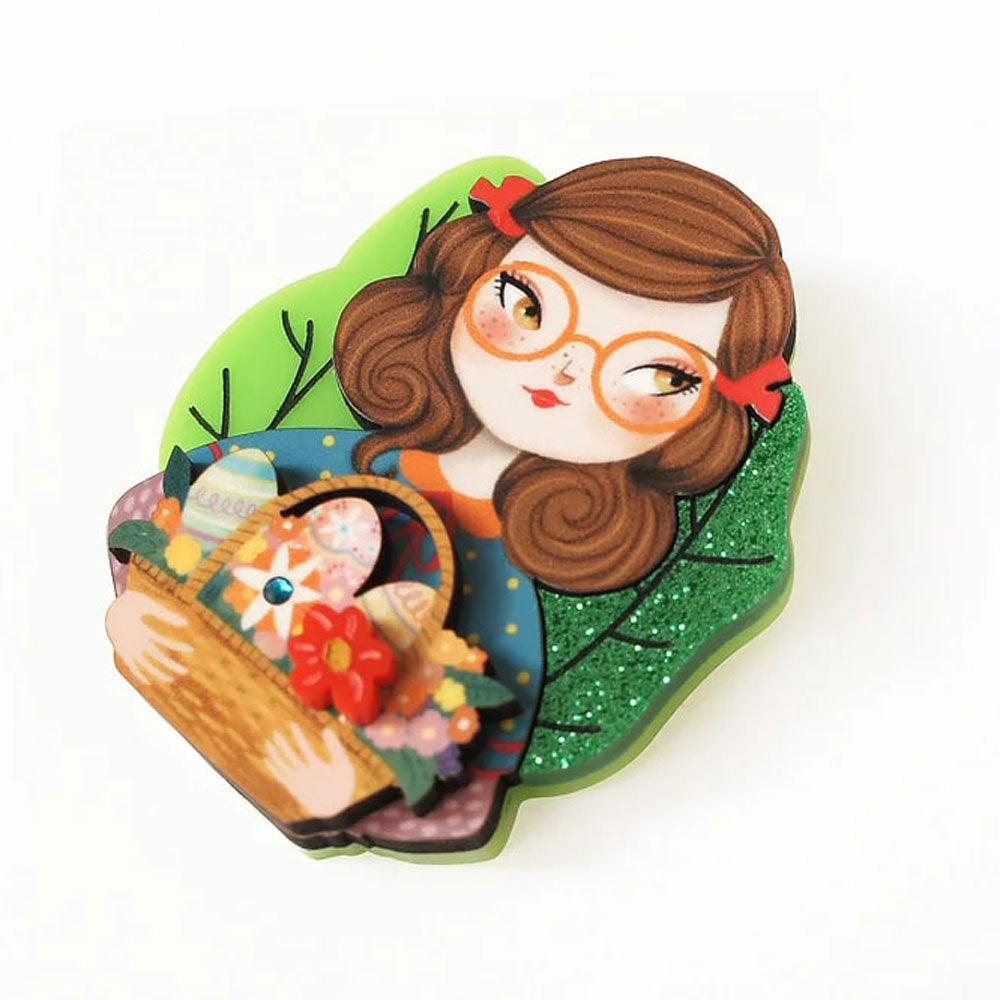 Girl with Easter Basket Brooch by LaliBlue image 1