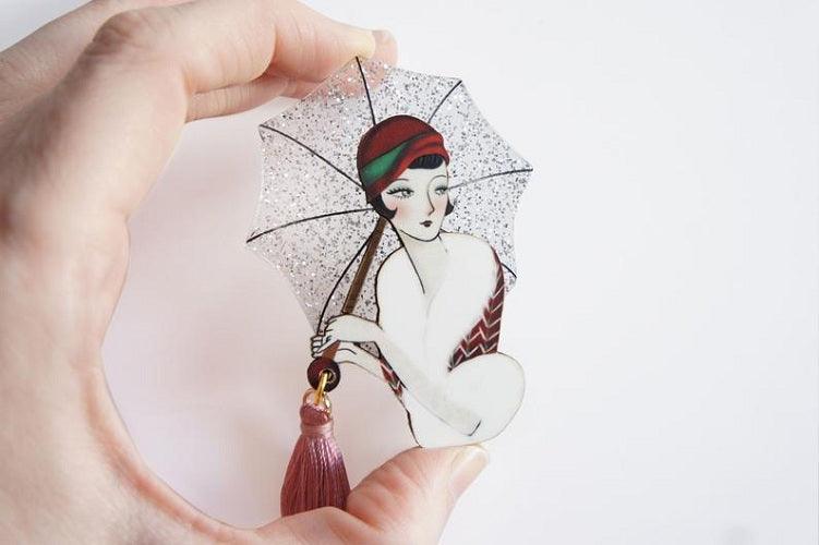 Girl with Umbrella Brooch by Laliblue - Quirks!