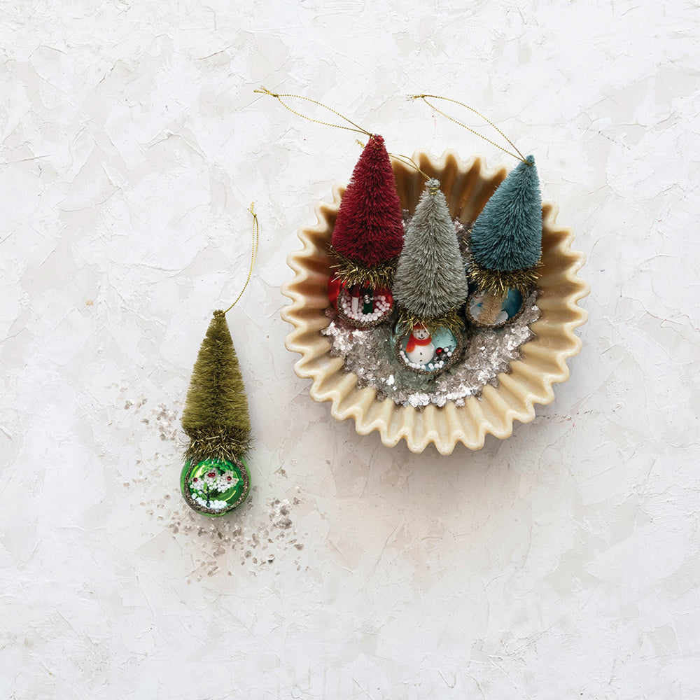 Glass Diorama Ornament w/ Bottle Brush Tree, 4 Styles by Creative Co-Op