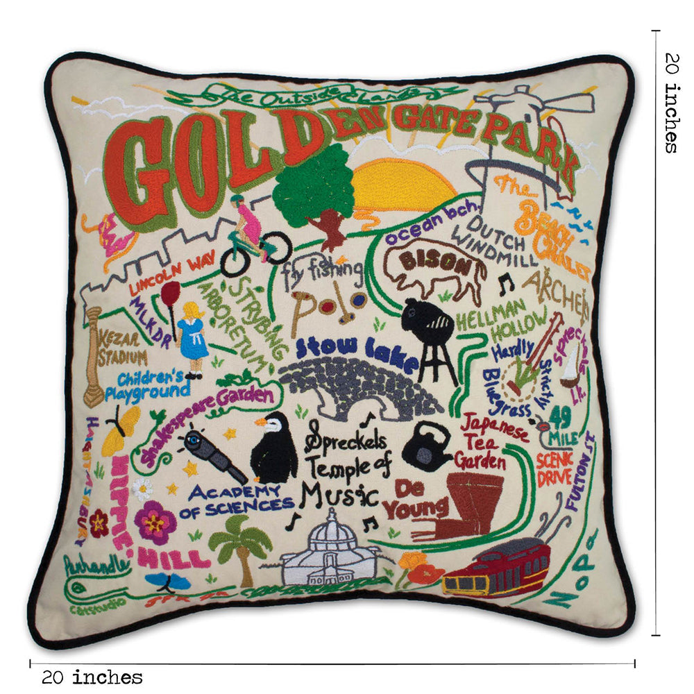 Golden Gate Park Hand-Embroidered Pillow