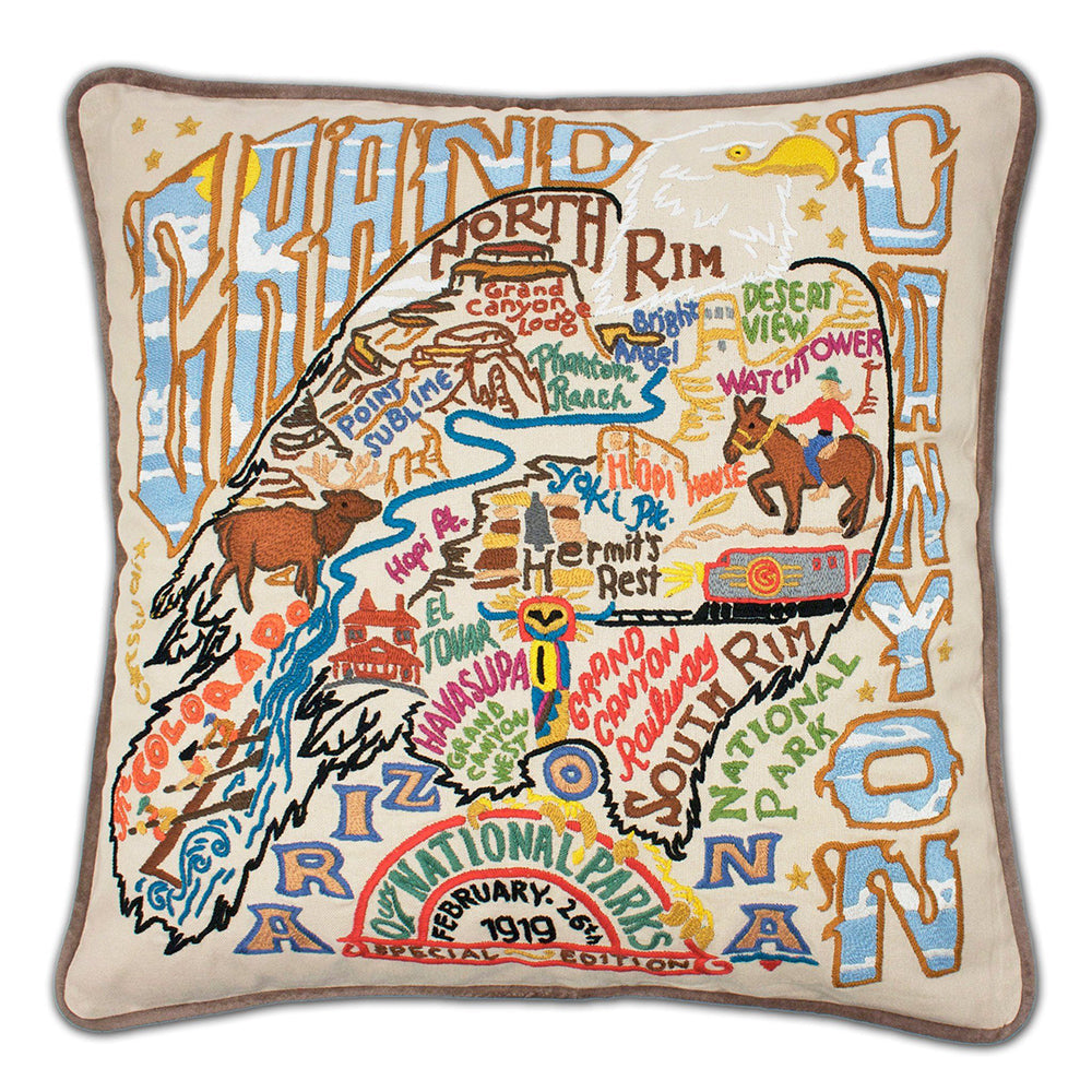 Grand Canyon Hand-Embroidered Pillow