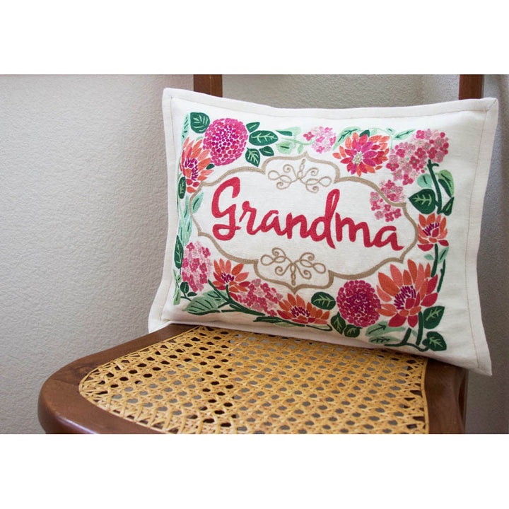 Grandma Love Letters Hand-Embroidered Pillow by CatStudio