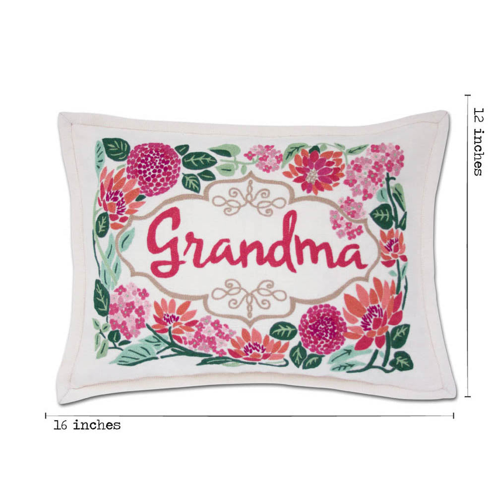 Grandma Love Letters Hand-Embroidered Pillow by CatStudio