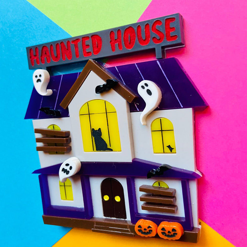 Halloween 2022 - Creepy Funfair Collection - Haunted House Acrylic Brooch by Makokot Design